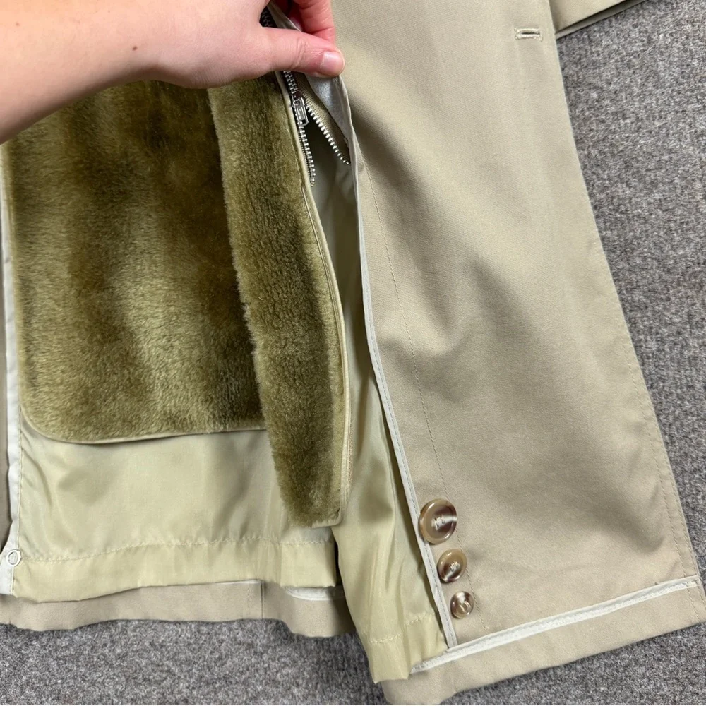 Misty Harbor Long Double Breasted Belted Trench Coat Mens 44 Removable Fur Liner - Picture 5 of 12